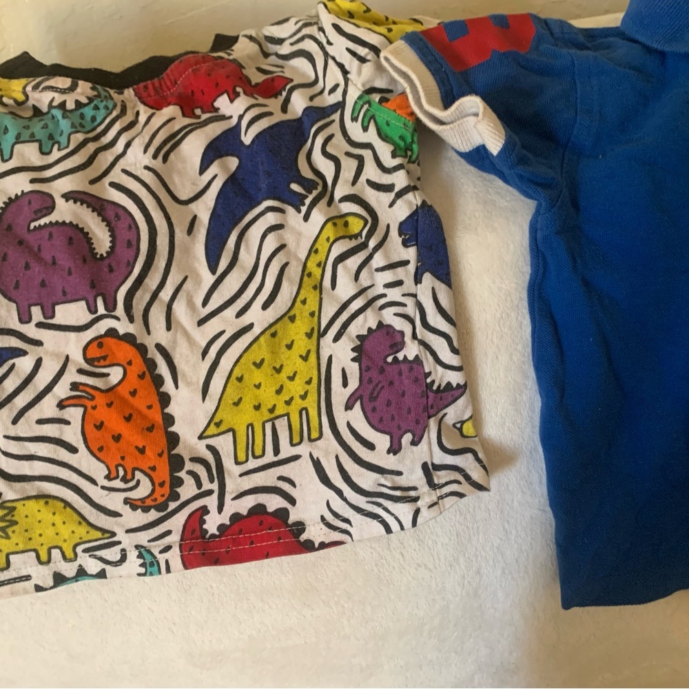 adidas Kids Dinosaur Print Shirt and Blue Tee Set